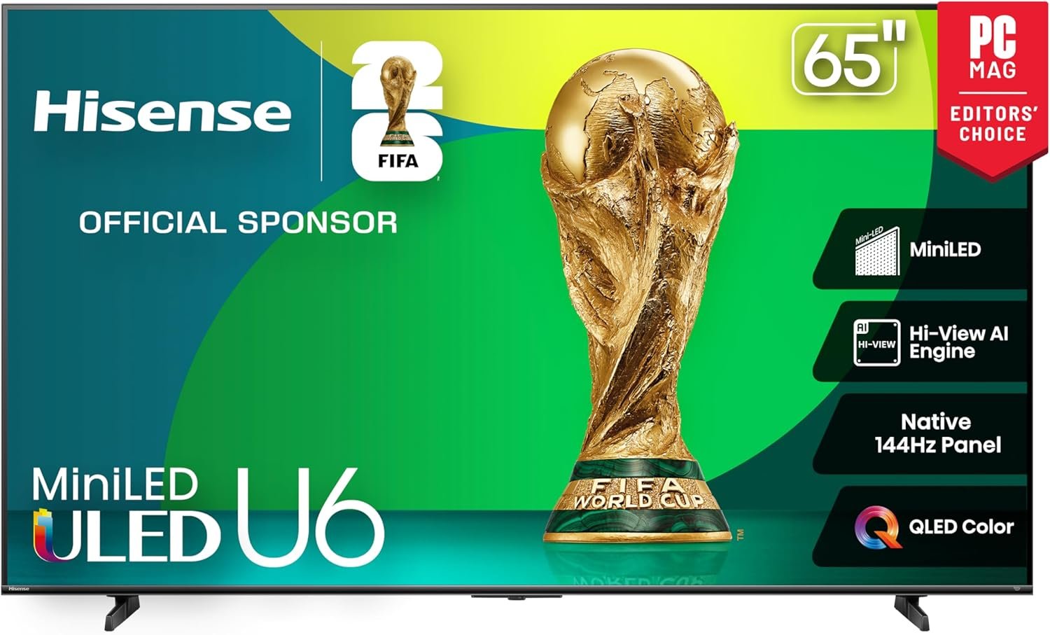71RQQ53Dw9L._AC_SL1500_.jpg Hisense 65" Class U6 Series Mini-LED 4K UHD Smart Fire TV (65U65QF, 2025 Model) - QLED, Native 144Hz, HDR10+, Dolby Vision IQ, Dolby Atmos, Game Mode Pro, ALLM, Alexa Built in, Black - Image 1