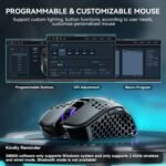 SOLAKAKA SM600 Honeycomb Shell Gaming Mouse Wireless,Tri-Modes BT/2.4G Wireless/Type-C Wired Gamer Mouse with 2 Side Buttons, Macro Programmable and RGB Light for PC/Mac/Laptop,Black - Image 6