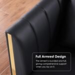 FOTOSOK 78'' Couch Sofa, Black Couches for Living Room, Comfy Sofas Faux Leather Sofa 3 Seater Couches with 2 Throw Pillows and Gold Metal Legs, Deep Seat Sofas for Home, Office (Black) - Image 9