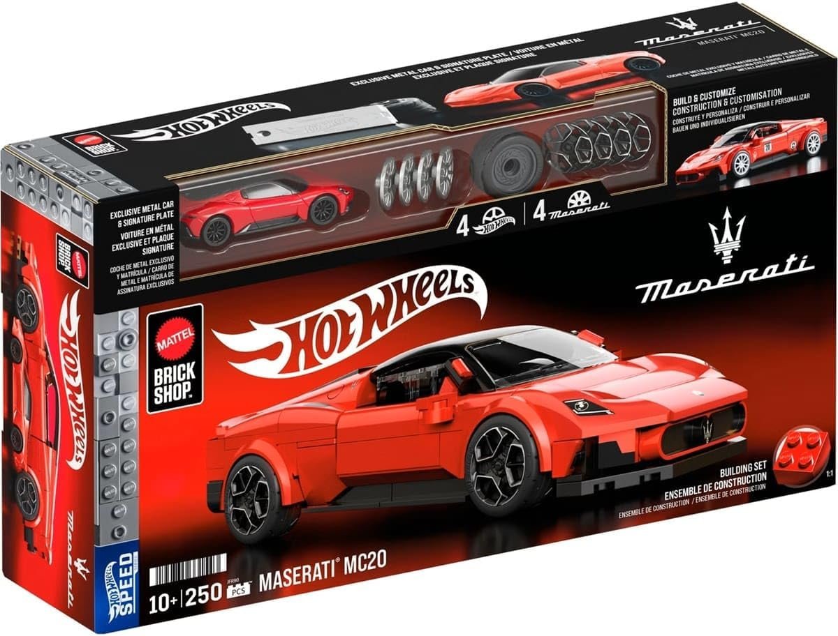 71SKUnrYJmL._AC_SL1200_.jpg Hot Wheels 1/32 Maserati MC20 Building Kit, 250 Pieces, Includes 1/64 Mini Car, Hot Wheels Mattel Brick Shop - Image 1