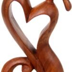 NOVICA Brown Romantic Suar Wood Sculpture , 11.75" Tall 'Everlasting Kiss'