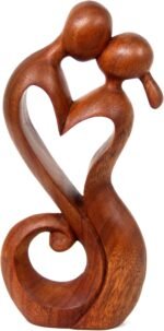 NOVICA Brown Romantic Suar Wood Sculpture , 11.75" Tall 'Everlasting Kiss'
