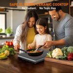 Electric Cooktop, TOPWISH 110-120V Electric Stove Top Single Burner Cooktop LED Touch Control, Child Lock, 10 Power Level, Residual Heat Indicator, 1300W Plug in Glass Countertop Burner for Cooking - Image 3