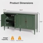 RoyalCraft 59" Buffet Cabinet with Storage, Vintage Sideboard with Adjustable Shelves & Carved Handle, Mid Century Modern Painted Credenza Coffee Bar for Kitchen, Dining Room, Forest Green - Image 2