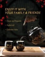 Dujust Japanese Tea Set, Black Porcelain Tea Set with 1 Teapot Set, 6 Tea Cups, 1 Tea Tray, 1 Stainless Infuser, Beautiful Asian Tea Sets for Adults, Tea Lover/Women/Men (Countryside in Golden) - Image 2