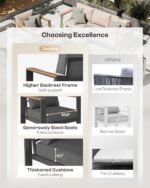 Aluminum Outdoor Patio Furniture Set with Coffee Table, 5 Piece Patio Conversation Sets with Washable Thick Cushions, Outdoor Sectional Furniture Set for Porch, Balcony, Deck, Yard, Graphite - Image 2