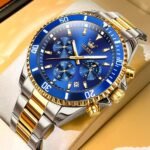 OLEVS Men's Stainless Steel Watch Fashion Luxury Big Face Analog Quartz Waterproof Date Business Chronograph Watches for Men - Image 2