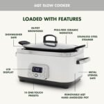 GreenPan Elite 14-in-1 Nonstick 6QT Electric Slow Cooker, PFAS-Free Ceramic Multi-Cooker, In-Pot Browning, Dishwasher Safe Lid & Removable Crock, Stainless Steel Steamer, Silicone Handles, White - Image 4