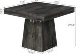 LITTLE TREE Dining Table for 4 People, 31.5-Inch Square Small Kitchen Table, Farmhouse Dinner Table with Sturdy Pedestal Base for Restaurant, Dining Room, Living Room, Grey - Image 2