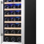 Yeego Wine Fridge Cooler - 15 Inch Wine Fridge Hold 33 Bottles, 40-65°F Wine Refrigerator Glass Door, Built in, Freestanding Under Counter Fridge for Beer Soda Drink Home Bar Office