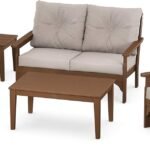 POLYWOOD® Vineyard 5-Piece Deep Seating Set in Teak/Dune Burlap