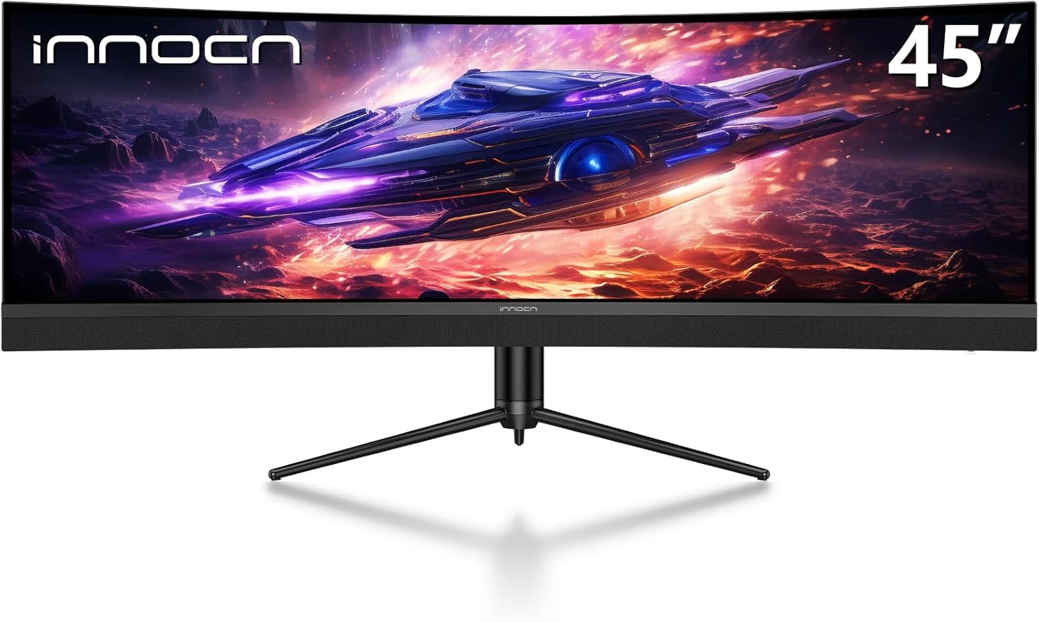 71YozuE1q9L._AC_SL1500_.jpg INNOCN 45C1R 45 Inch 5120 x 1440p Ultrawide Curved Gaming Monitor, R1500, HDR400, USB Type-C 90W Power Delivery, PIP/PBP, Built-in Speaker, Height Adjustable, Black - Image 1