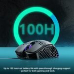 SOLAKAKA SM600 Honeycomb Shell Gaming Mouse Wireless,Tri-Modes BT/2.4G Wireless/Type-C Wired Gamer Mouse with 2 Side Buttons, Macro Programmable and RGB Light for PC/Mac/Laptop,Black - Image 5