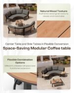 Outdoor Aluminum Patio Furniture Set, 7 Piece Curved Outdoor Sectional Sofas with Coffee Table, PE Rope Patio Conversation Sets, All-Weather Patio Couch Sets with Cushions, Graphite - Image 7