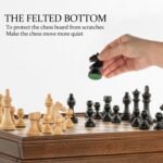 A&A 15 inch Walnut Wooden Chess Set with Storage Drawer, Triple Weighted Pieces, 3.0 inch King Height, Walnut & Maple Inlay, 2 Extra Queen, Classic 2 in 1 Chess and Checkers Board Game - Image 8