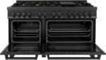 ZLINE 60 in. 7.4 cu. ft. Legacy Dual Fuel Range with 9 Burner Gas Cooktop and 2 Electric Convection Ovens in Black Stainless Steel (RAB-60) - Image 3