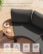 Outdoor Aluminum Patio Furniture Set, 7 Piece Curved Outdoor Sectional Sofas with Coffee Table, PE Rope Patio Conversation Sets, All-Weather Patio Couch Sets with Cushions, Graphite - Image 4