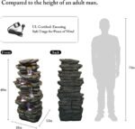 SunJet 40" High 6-Tiers Cascading Rock Outdoor Water Fountain with LED Lights - Large Outdoor Fountains and Waterfalls for Garden or Patio, Yard, and Deck Decor, Featuring Natural Stone Look - Image 6