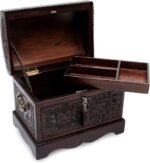 NOVICA Tooled Leather And Wood Handcrafted Treasure Chest Jewelry Box With Organizer Tray, 'Inca Domain' - Image 2