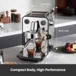 Gemilai Owl Espresso Machine, 15 Bar Professional Semi-Automatic Espresso Maker with Milk Frother Steam Wand & 57oz Removable Water Tank, Dual Display, for Cappuccino, Latte, G3006, Stainless Steel - Image 6