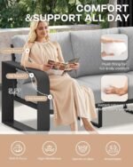 Aluminum Outdoor Patio Furniture Set, 4 Piece Oversized Patio Conversation Sets Widened Armrest & Ultra-Thick Cushions, Heavy Duty Modern Sectional Furniture for Backyard, Porch, Gray - Image 6