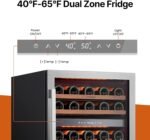 Ca'Lefort Wine Fridge & Cooler - 24 Inch 52 Bottle Wine Cooler Refrigerator, 40-65°F Dual Zone Wine Refrigerator Glass Door, 3 LED Built-in or Freestanding Fridge for Home/Bar/Kitchen (5.65 cu.ft) - Image 4