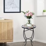 VCUTEKA Mosaic Side Table, 21" Round End Table with 14" Ceramic Tile Top, Indoor Patio Accent Table for Yard, Garden, Living Room, Bistro Balcony or Lawn - Image 2