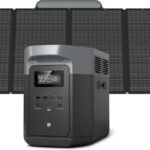 EF ECOFLOW Solar Generator DELTA 2 Max 2048Wh With 400W Solar Panel, LFP Battery Portable Power Station Up to 3400W AC Output Fast Charging 0-80% in 43 Min solar powered generator For Camping, RV