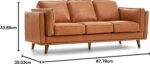 Valencia Artisan Full Leather Sofa 88” - Pure Full Italian Nappa Leather Couch, Solid Wood Accent, Ultimate Comfort, Cognac Tan - Image 2