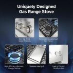 AAOBOSI 48 Inch Freestanding Gas Range Ovens with 7.0 cu.ft Large Capacity Double Convection Ovens, 6 Sealed Burners Plus Iron Grill Burner, Stainless Steel Gas Range Stove with NG/LPG Convertible - Image 3