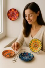 4-Piece 5-Inch Handmade Turkish Ceramic Plate Set – Wall & Table Decor & Jewelry/Ring Dish – Decorative Rings & Jewelry Tray Set - Image 5