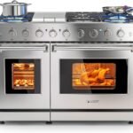AAOBOSI 48 Inch Freestanding Gas Range Ovens with 7.0 cu.ft Large Capacity Double Convection Ovens, 6 Sealed Burners Plus Iron Grill Burner, Stainless Steel Gas Range Stove with NG/LPG Convertible