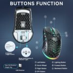 SOLAKAKA SM600 Honeycomb Shell Gaming Mouse Wireless,Tri-Modes BT/2.4G Wireless/Type-C Wired Gamer Mouse with 2 Side Buttons, Macro Programmable and RGB Light for PC/Mac/Laptop,Black - Image 8