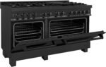 ZLINE 60 in. 7.4 cu. ft. Legacy Dual Fuel Range with 9 Burner Gas Cooktop and 2 Electric Convection Ovens in Black Stainless Steel (RAB-60) - Image 5
