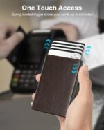 typecase Mens Wallet Card Holder: Pop Up Aluminum Case, Genuine Leather, Smart, RFID Blocking, Slim, Minimalist, Front Pocket - 9-14 Card Capacity | ID Window | Cash Slot (Black Brown) - Image 3