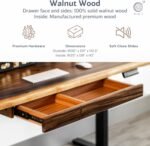 Wood Computer Desk with Drawer - 48x27 Solid Wood Desk, Live Edge Walnut Desk, Sturdy Metal Legs - Scratch and Stain Resistant Finish - Premium Quality - Image 6