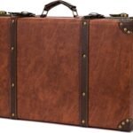 feilario Vintage Leather Storage Trunk Small Portable DecorativeLuggage Suitcase Movie Prop Luggage-2 Size Option, Brown (Brown, L)