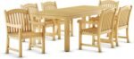 Amazonia Pennsylvania 7-Piece Outdoor Rectangular Dining Table Set | Certified Teak | Ideal for Patio and Indoors