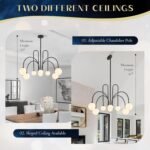 Modern Sputnik Chandelier 8 Lights Large Luxury L41” Mid Century Milk Glass Globe Ceiling Pendant Light Fixture Black Chandeliers for Foyer Staircase Living Dining Room Kitchen - Image 6