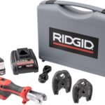 RIDGID 72553 Model RP 115 Mini Press Tool and Battery Kit with 1/2" to 3/4" ProPress Press Tool Jaws, 2V Li/Ion Battery, 12V Charger, and Carrying Case , Red