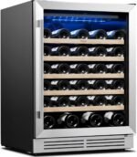 Yeego Wine Fridge Cooler - 24 Inch Wine Fridge Hold 52 Bottles, 40-65°F Wine Refrigerator Glass Door, Built in, Freestanding Under Counter Fridge for Beer Soda Drink Home Bar Office(5.12 Cu.ft) - Image 8