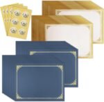 SUNEE 75pcs Certificate Kit, 25pcs Navy Blue Certificate Holders & 25pcs Letter Size Certificate Papers & 25pcs Gold Foil Award Seals for Diploma, Award, Accomplishment