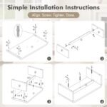 Modern Boho Faux Marble Coffee Table, 47" Travertine Pattern Waterfall Rectangular Center Table in a Scandinavian Style for Living Room with Sturdy Wood Frame, Thick Legs & Easy Assembly - Image 9