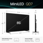 Hisense 85" Class QD7 Series Mini-LED 4K UHD Smart Fire TV (85QD7QF, 2025 Model) - QLED, Native 144hz, HDR10+, Dolby Vision, Dolby Atmos, Game Mode Pro, ALLM, Alexa Built in with Voice Remote, MEMC - Image 3
