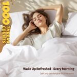 Shilucheng 100% Egyptian Cotton King Size Sheets Set - 1000 Thread Count，Luxury Cotton Bed Sheets，Breathable & Cooling Bedding and Pillow Cases, 16 Inch Deep Pocket - 4 Piece (White, King) - Image 3