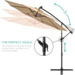 Best Choice Products 10ft Solar LED Offset Cantilever Hanging Market Patio Umbrella, 8 Sturdy Ribs, Easy Adjustment - Sand - Image 4