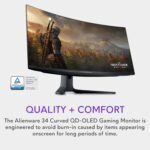 Alienware AW3423DWF Curved QD-OLED Gaming Monitor - 34-inch Quantum Dot OLED 0.1Ms 165Hz 21:9 Curved Display, 99.3% DCI-P3 Color Gamut, VESA DisplayHDR True Black 400, AMD FreeSync Premium Pro - Black - Image 7