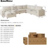 EASE MOOSE Faux Leather Sectional with Ottoman, Oversized Modular Couch, Modular Sectional Sofa with Deep Seat, Scratch Resistant Faux Leather Material, U Shaped Couch for Big Spaces, Beige - Image 2