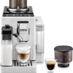 De'Longhi Rivelia Automatic Espresso Machine with Grinder & Milk Frother – All-in-One Coffee Maker, Hot & Iced Latte, Cappuccino, Bean Switch System, Burr Grinder, Compact Italian Design, White