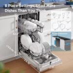 Midea MDF18A1AWW Built-in Dishwasher with 8 Place Settings, 6 Washing Programs, Stainless Steel Tub, Heated Dry, Energy Star, White - Image 3